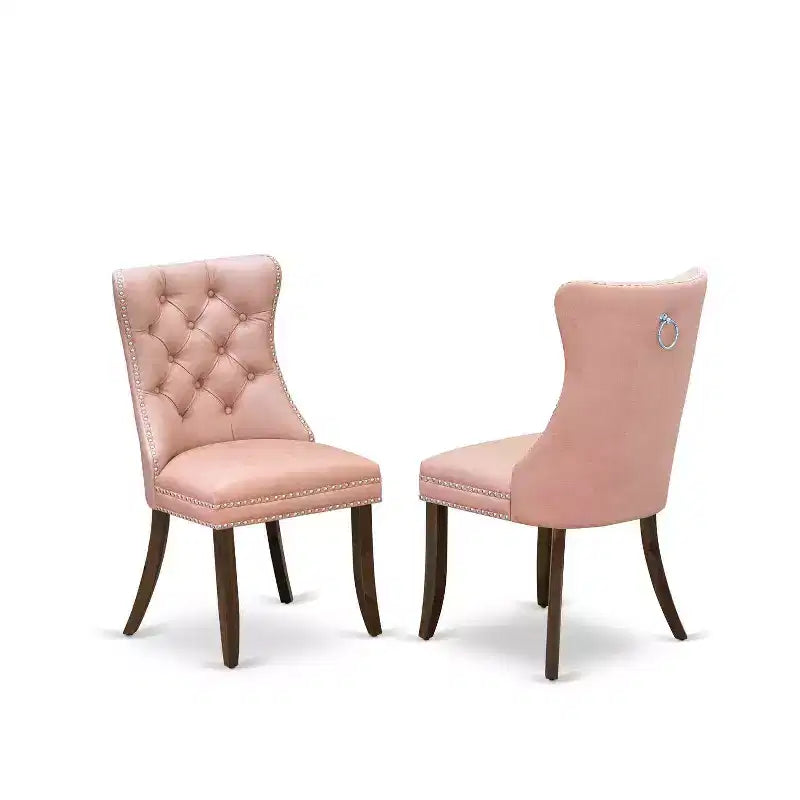 Set da 3 pezzi per sala da pranzo con tavolo rotondo imbottito in legno massello finitura noce antico - 4 posti