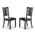 HomeStock Tavolo da Pranzo Rettangolare 7 Pezzi con Finitura Nera, Piano in Legno Massello e 6 Sedie