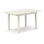 Set da pranzo rettangolare 5 pezzi con piano in legno massello e finitura bianca lino - 4 posti a sedere