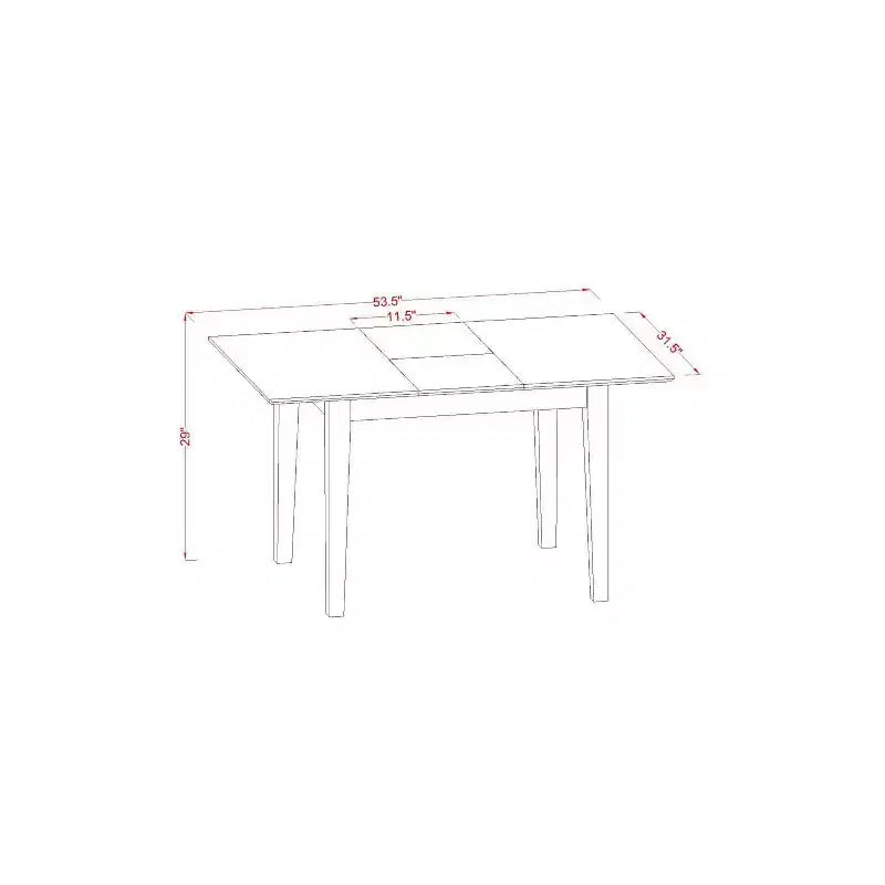 Set da pranzo rettangolare 5 pezzi con piano in legno massello e finitura bianca lino - 4 posti a sedere