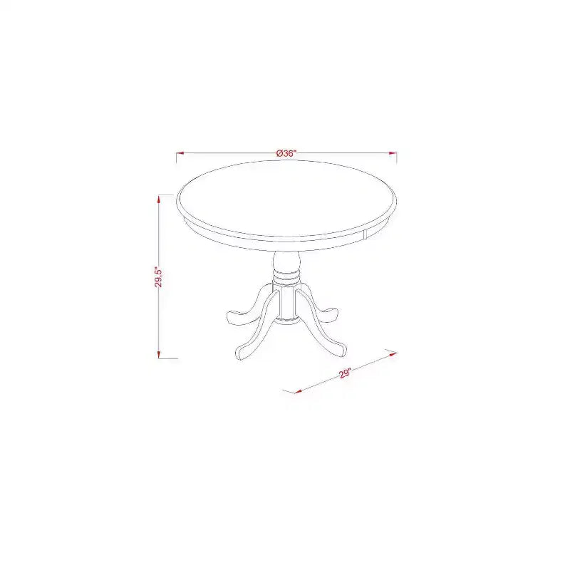 Set da pranzo rotondo in legno massello con finitura lino bianco a 3 pezzi - 4 posti