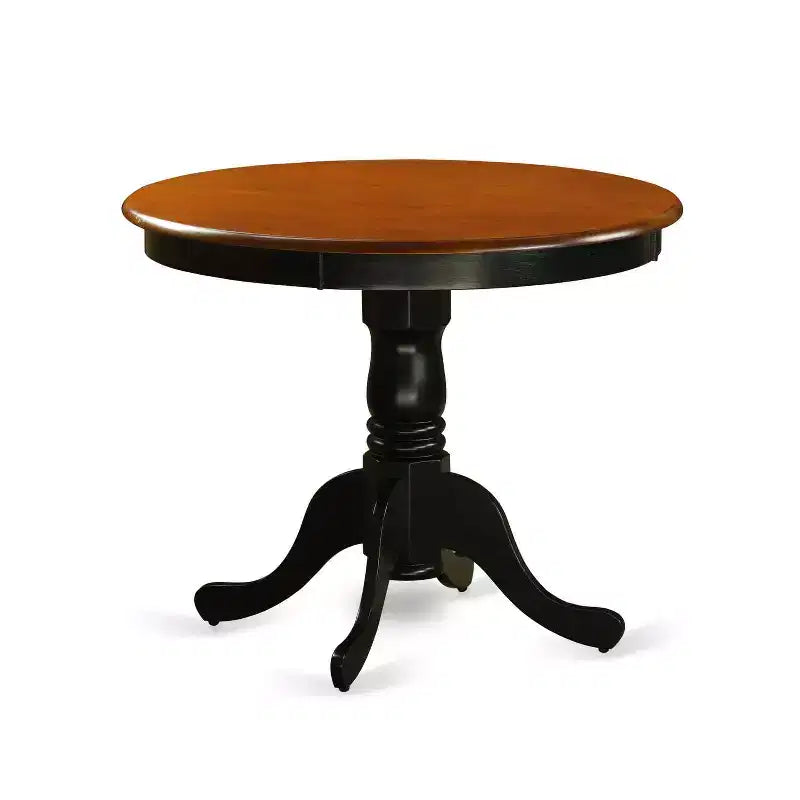 HomeStock Tavolo da pranzo in legno massello con piano nero a 5 pezzi e 4 sedie con schienale a doghe
