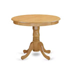 Set da pranzo rotondo medievale - Set da 3 pezzi tavolo e sedie - Finitura rovere - Tessuto in lino kaki scuro - Pranzo accogliente