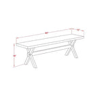 HomeStock Tavolo da pranzo rettangolare a 3 pezzi con piano in legno massiccio, finitura Jacobean anticata e 2 panche