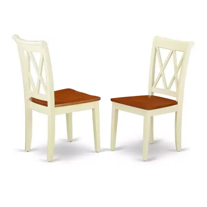 HomeStock Set Sala da Pranzo 5 Pezzi in Legno Massello Top Buttermilk e Ciliegio con Tavolo Ribaltabile - Posti a Sedere per 4