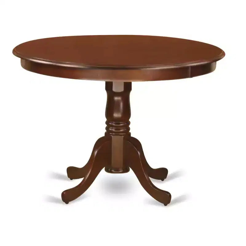 Set da pranzo rotondo a 3 pezzi con piano in legno massello finitura mogano - 4 posti a sedere