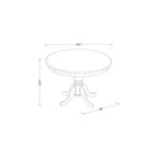 Set da pranzo rotondo a 3 pezzi con piano in legno massello finitura mogano - 4 posti a sedere
