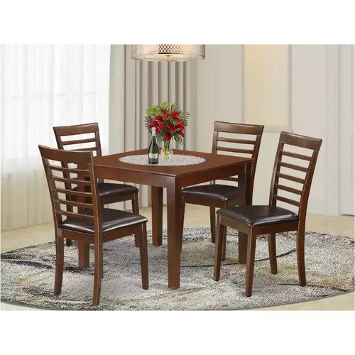 Set da pranzo 5 pezzi - Tavolo e sedie quadrati - Finitura mogano - Set per cucina e sala da pranzo