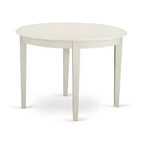 5-Piece Linen White Solid Wood Top - Round Upholstered Dining Room Set - (Seats-4)