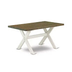 HomeStock Set da pranzo 5 pezzi con tavolo e 4 sedie, finitura lino bianco spazzolato con piano in legno massello