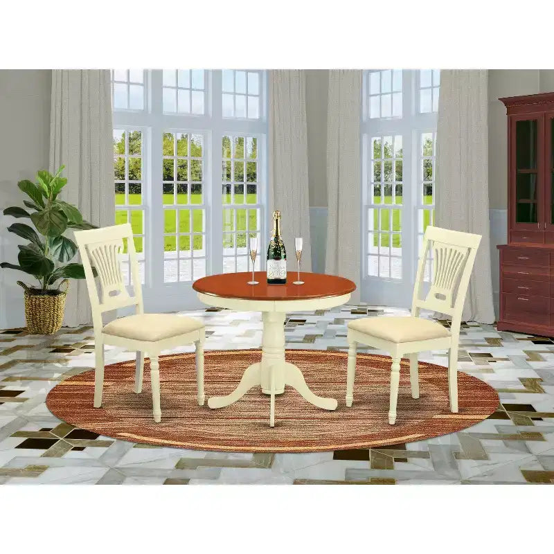 Set da pranzo rotondo per cucina - Tavolo con 2 sedie - Set da bistrò per piccoli spazi