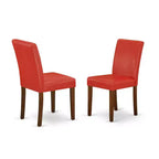 HomeStock Set di 3 pezzi per sala da pranzo in legno massello con finitura mogano, tavolo rotondo con ribalte per 4 persone