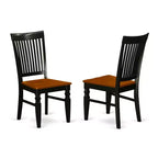 Set da pranzo in 3 pezzi con piano in legno massello finitura nera e ciliegio - 4 posti a sedere