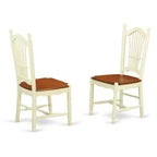 Set tavolo da pranzo HomeStock 3 pezzi con piano in legno massello con finitura color latte e ciliegio