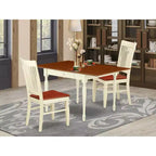 HomeStock Set da Pranzo 3 Pezzi con Tavolo Dropleaf Top in Legno Massello Finitura Buttermilk e Ciliegio