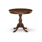 Set da pranzo rotondo in legno massello con piano in mogano a 3 pezzi e schienale alto (4 posti)