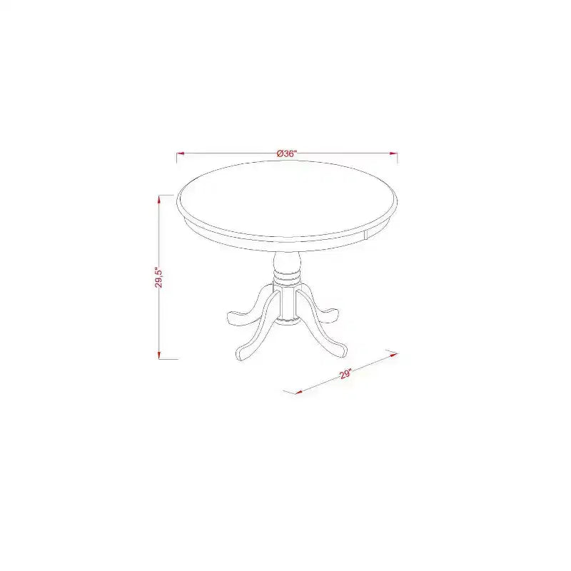 Set da pranzo rotondo in legno massello con piano in mogano a 3 pezzi e schienale alto (4 posti)