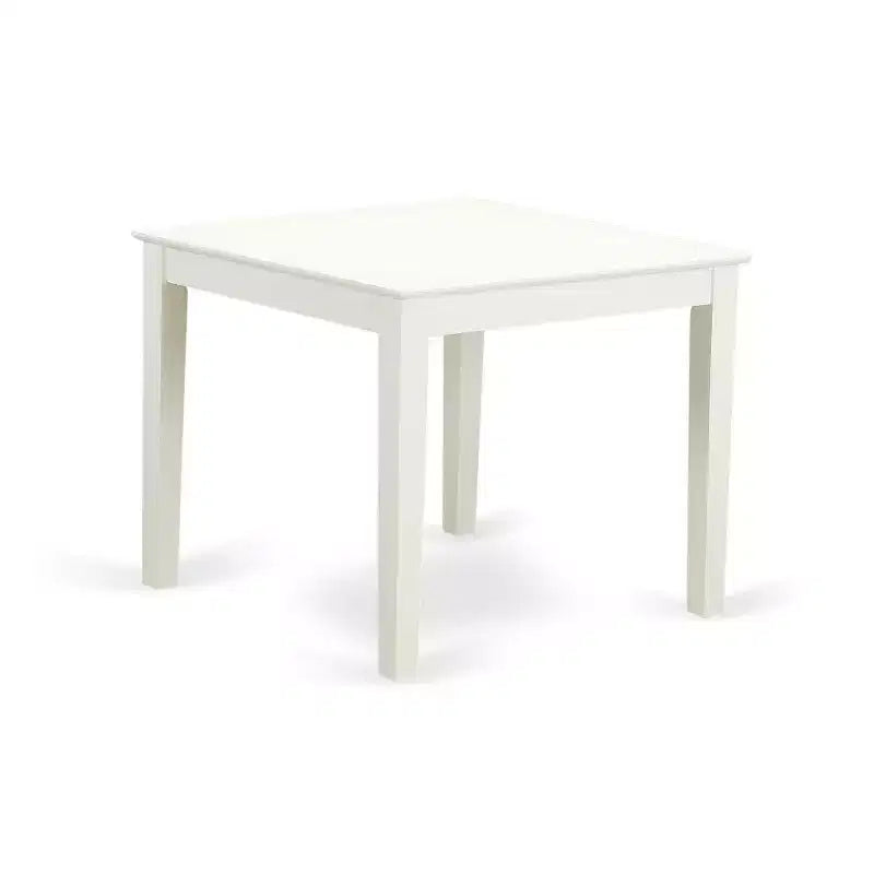 Set da pranzo moderno 5 pezzi - Tavolo quadrato e 4 sedie - Gambe bianco lino - Tessuto Dark Shitake