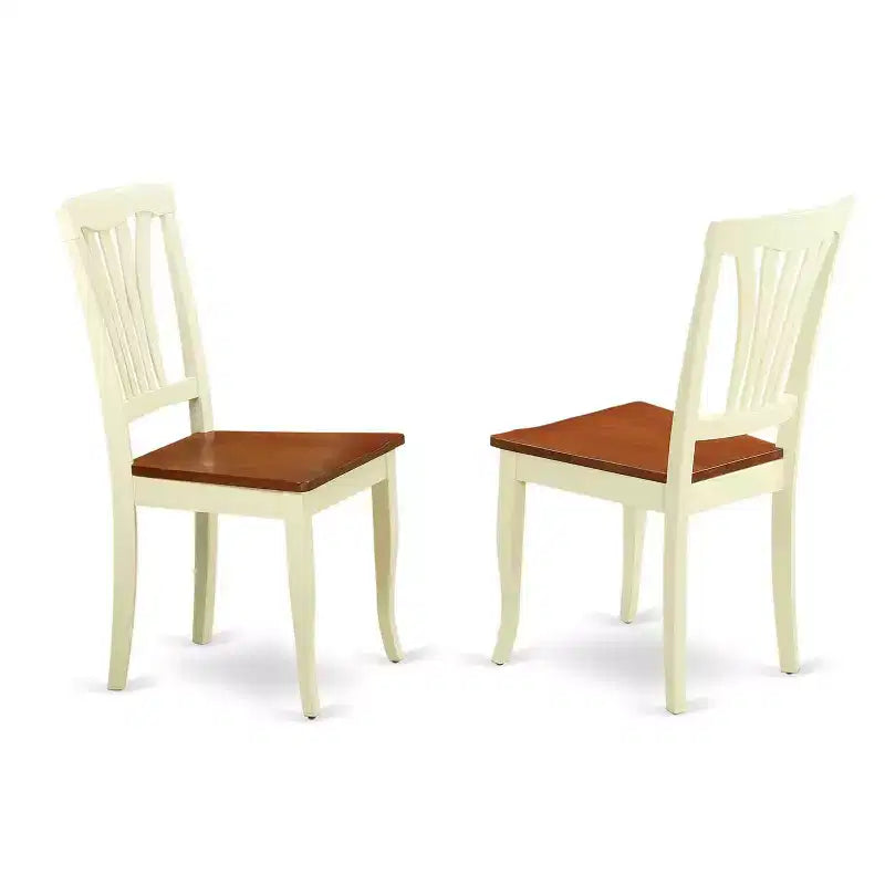 Set tavolo da pranzo in legno 3 pezzi - Tavolo da cucina con 2 sedie - Seduta in legno massello - Finitura color latte