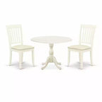 3-Piece Linen White Finish Solid Wood Top - Dining Room Set - Seats 4