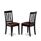 HomeStock Set da Pranzo 5 Pezzi con Piano in Legno Massello Nero e Ciliegio - Posti a Sedere per 4 Persone