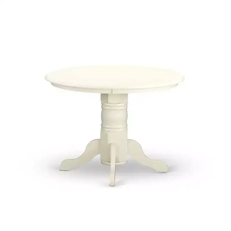 HomeStock tavolo da pranzo rotondo a 5 pezzi in legno massello con finitura color latticello e ciliegio con 4 sedie con schienale a doghe
