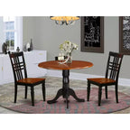 Set tavolo da pranzo rotondo - Tavolo da cucina 3 pezzi con sedie, 42 pollici, finitura ciliegio nero