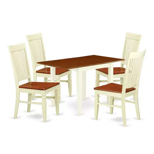 5-Piece Buttermilk and Cherry Solid Wood Top - Dining Room Set (Seats-4)