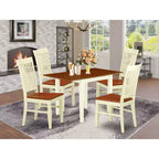 Set da pranzo da 5 pezzi con piano in legno massello color lattemiele e ciliegio (4 posti)