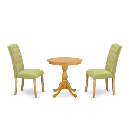3-Piece Natural Oak Finish Solid Wood Top - Dining Room Set - Seats 4