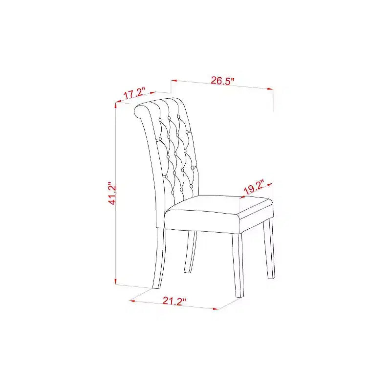 HomeStock Set da Pranzo 3 Pezzi, Top in Legno Massello Finitura Marrone Sella - Bottoni Trapuntati - 4 Posti