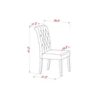 HomeStock Set da Pranzo 3 Pezzi, Top in Legno Massello Finitura Marrone Sella - Bottoni Trapuntati - 4 Posti