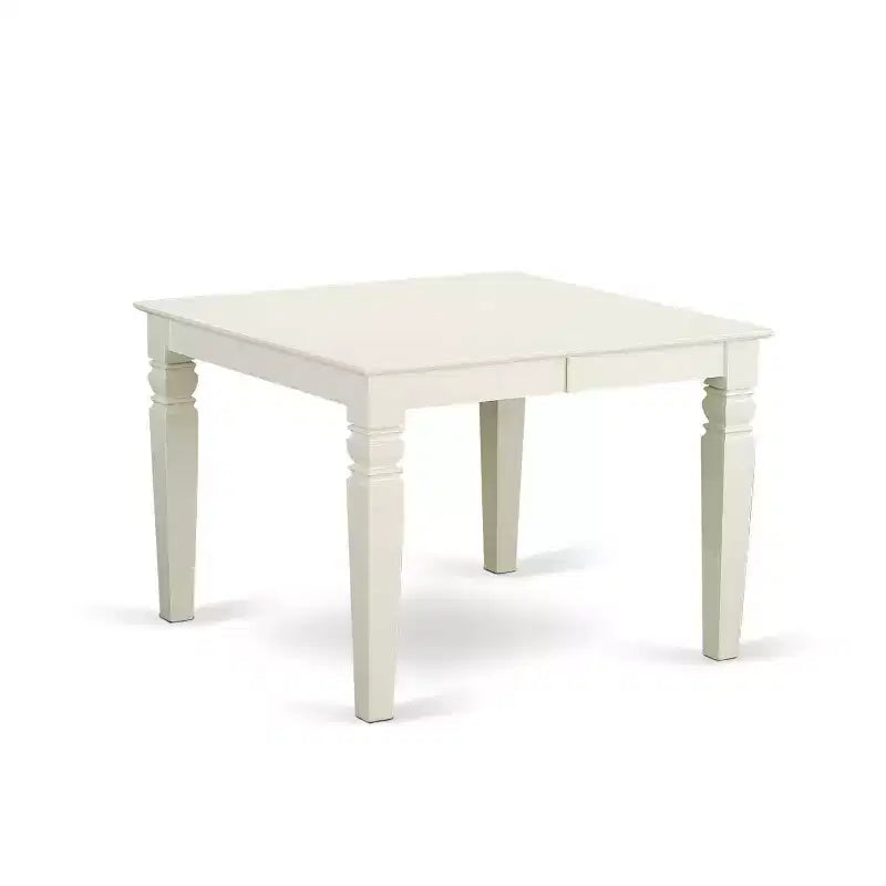HomeStock Tavolo da pranzo rettangolare a 5 pezzi in legno massello con finitura color crema e ciliegio, con 4 sedie e prolunga a farfalla