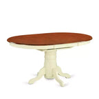 HomeStock, tavolo da pranzo ovale in 5 pezzi con finitura color latticello e ciliegio, piano in legno massello e 4 sedie con schienale a croce