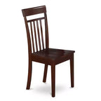 HomeStock Tavolo da pranzo rettangolare a 5 pezzi con piano in legno massello finitura mogano e 4 sedie