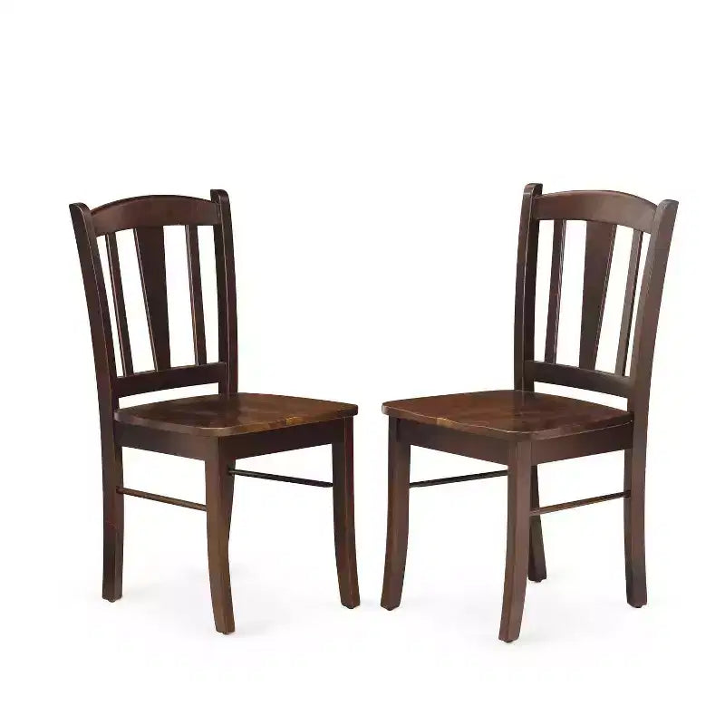 HomeStock Set da pranzo 5 pezzi: Tavolo in legno massello finitura mogano con 4 sedie con schienale a doghe