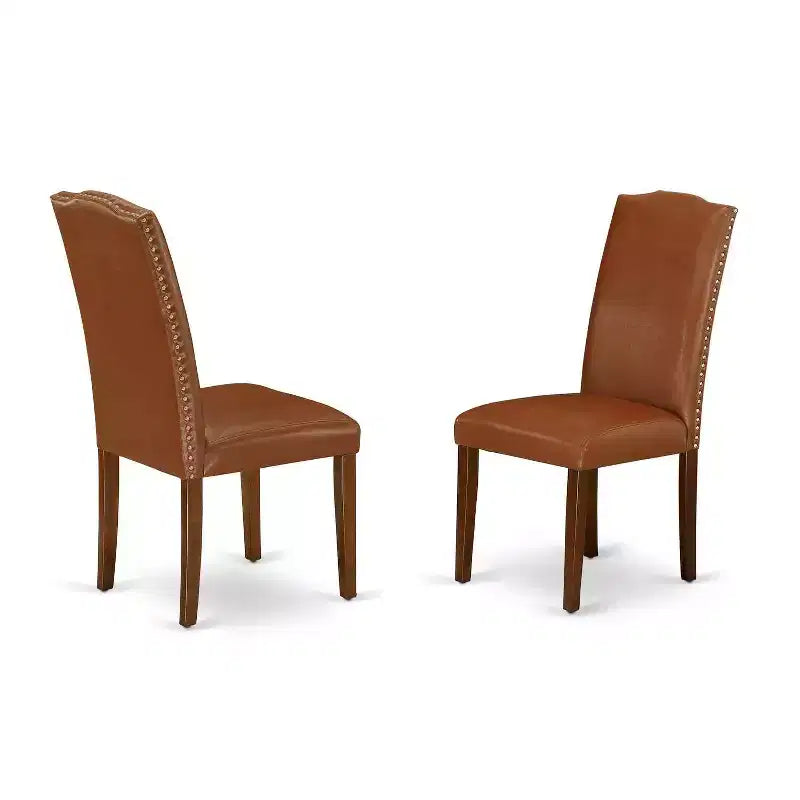 Set da pranzo 5 pezzi: tavolo rettangolare con allunga e 4 sedie Parsons - Similpelle marrone