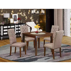 HomeStock Set da Pranzo Rettangolare da 5 Pezzi con Piano in Legno Massello Finitura Mogano e Schienale Alto - 4 Posti a Sedere