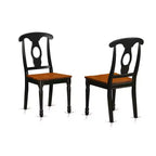 Set da cucina 5 pezzi - Tavolo da pranzo rotondo e 4 sedie - Design moderno - 106 cm - Finitura nera e ciliegio