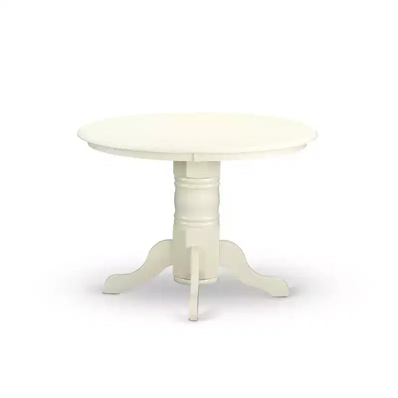 HomeStock 3-Pc Linen White Finish Solid Wood Top - Round Dining Room Set - Seats-4