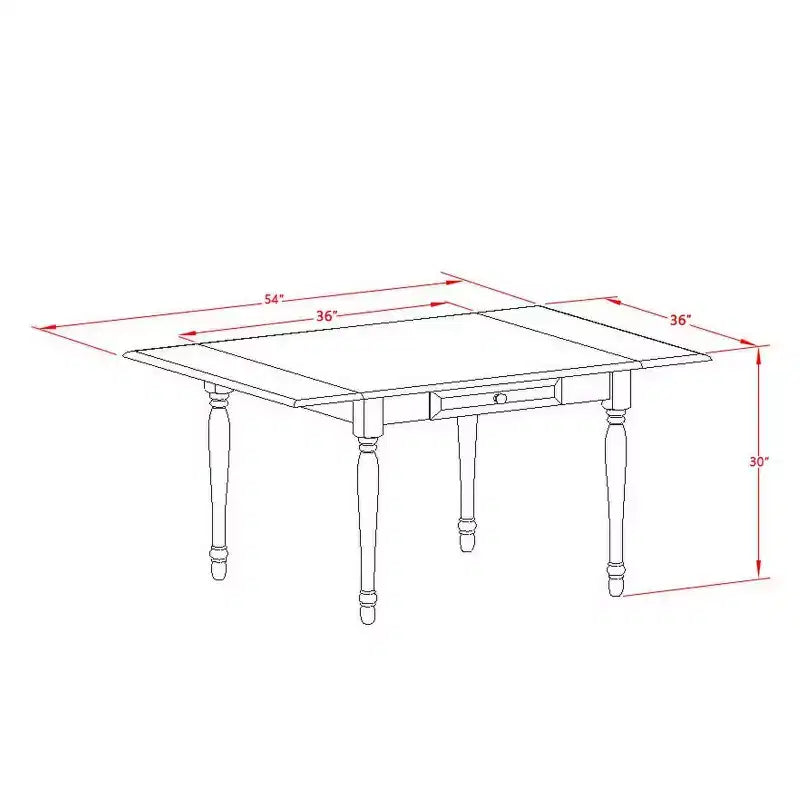 HomeStock Set da pranzo in 5 pezzi, finitura bianco lino, piano in legno massello - Con alette a ribalta - 4 posti