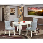 Set Sala da Pranzo 5 Pezzi, Top in Legno Massello Finitura Bianco Lino - 4 Posti a Sedere