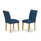 Set tavolo da pranzo rotondo - Tavolo da 42 con ribalte e 2 sedie Parsons - Similpelle PU bianco lino