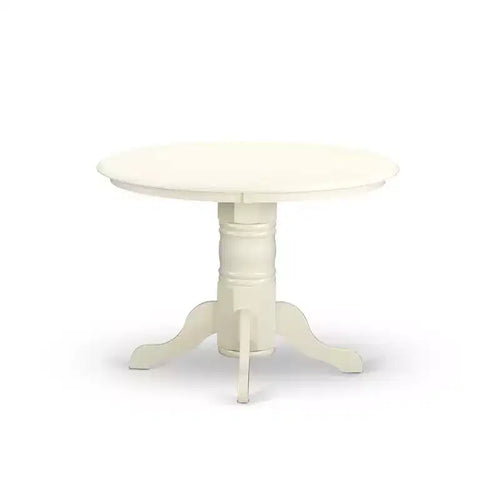 3-Piece Linen white Solid Wood Top - Round Dining Room Set - Seats 4