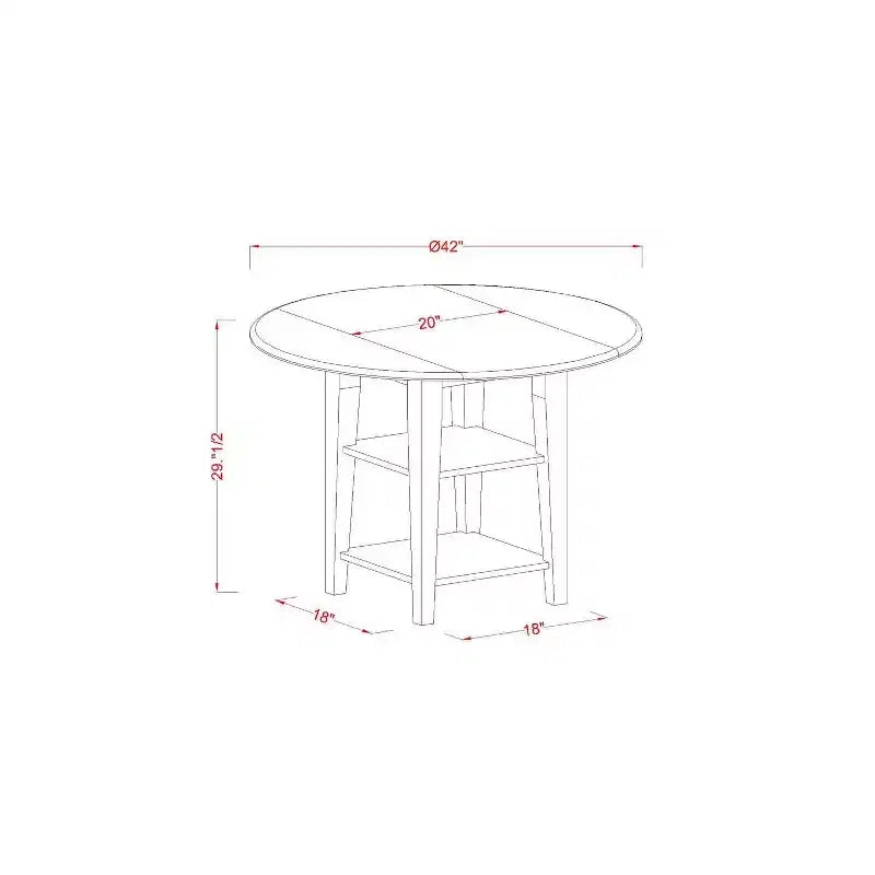 Set da pranzo rotondo con 4 posti, top in legno massello con finitura lino bianco a 5 pezzi e sedie imbottite