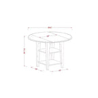 Set da pranzo rotondo con 4 posti, top in legno massello con finitura lino bianco a 5 pezzi e sedie imbottite