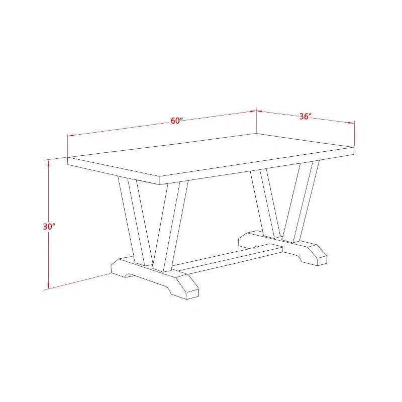 Tavolo da pranzo in legno massiccio HomeStock 7 pezzi con finitura Jacobean anticata e 6 sedie