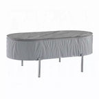 Royal Hampton Coffee Table, Gray High Gloss, Chrome Metal, Gray Wood, 47 Inch
