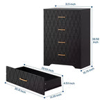 Cassettiera a 4 cassetti, Mobile a cassetti, Comò alto con maniglie dorate, Mobiletto contenitore per camera da letto, soggiorno, armadio