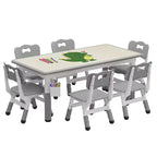 Set tavolo e sedie per bambini con contenitore, Tavolo e sedie per bambini regolabili in altezza per bambini dai 3 agli 8 anni, Tappetini antiscivolo, Piano del tavolo facile da pulire